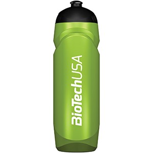 Športová fľaša zelená priesvitná BioTech USA 750ml - nová športová fľaša 750 ml so závitom, gumeným športovým uzáverom a logom BioTech USA.