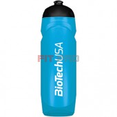Športová fľaša azúrová modrá priesvitná BioTech USA 750ml - nová športová fľaša 750 ml so závitom, gumeným športovým uzáverom a logom BioTech USA.