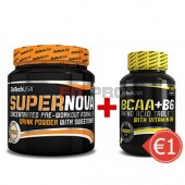Akciový balíček BioTech USA - SuperNova 282g + BCAA+B6 100tbl - koncentrovaná predtréningová formula v prášku s 13 aktívnymi látkami bez sacharidov / tablety s obsahom aminokyselín s rozvetveným reťazcom obohatené o vitamín b6