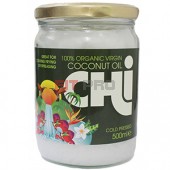 CHi 100% RAW Organický panenský kokosový olej 500ml - CHi 100% organický RAW panenský BIO kokosový olej, za studena lisovaný s úžasnou chuťou, vôňou a vlastnosťami. Vhodný aj pre vegánov a vegetariánov. Bezlepkový, bezlaktózový a kóšer produkt.