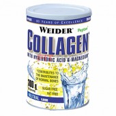Weider - Collagen 300g - Weider Collagen je ideálna starostlivosť o vaše kĺby. Tento doplnok výživy obsahuje kolagén peptidov s vysokou biologickou hodnotou, čím prispieva k zdraviu kostí a chrupaviek. Obsahuje tiež kyselinu hyalurónovu, horčík a vitamín 